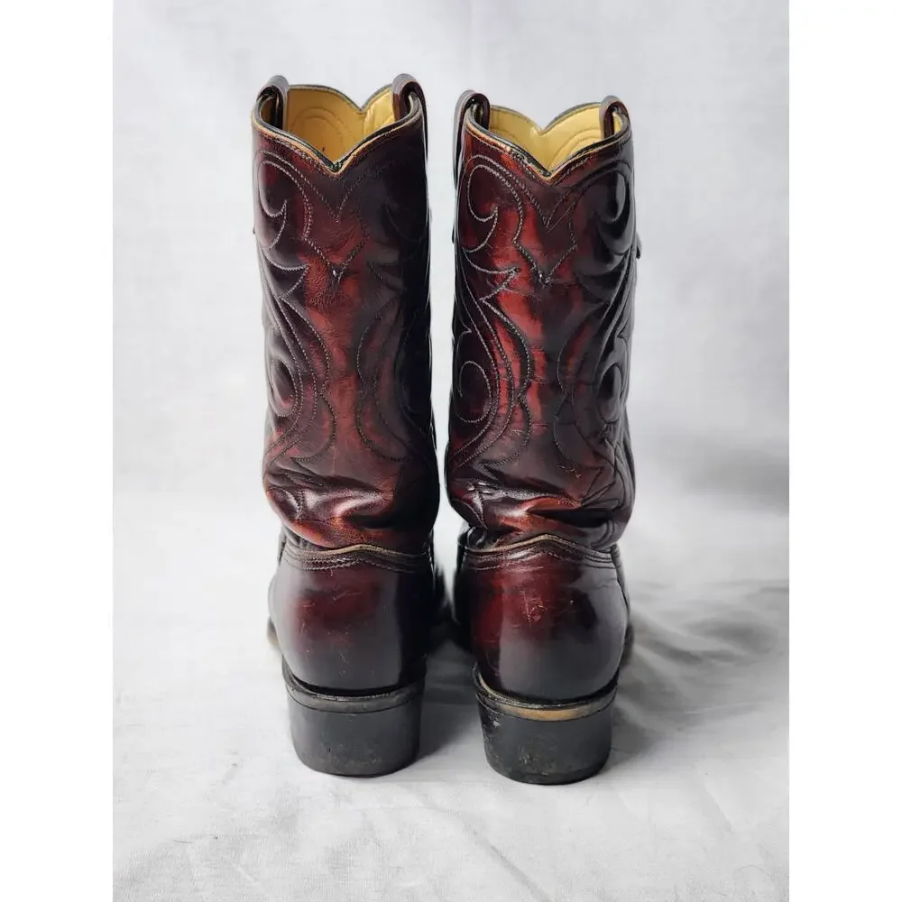 Acme Circle A Men's Size 8 E Western Brown Embroidered Leather Cowboy Boots